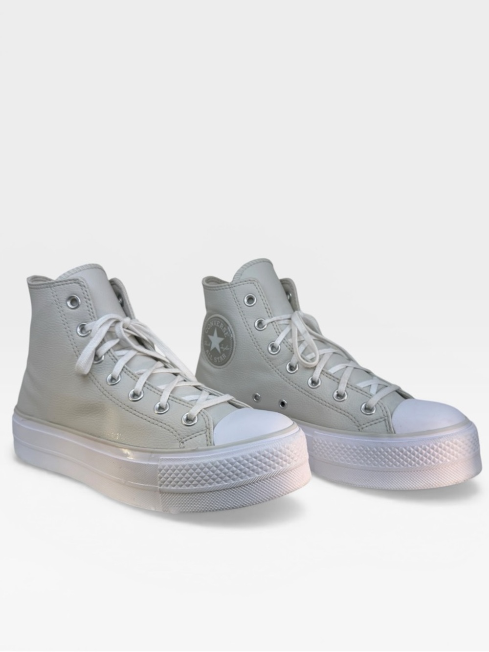 Converse All Star Classic Leather High-Top Women's Sneakers in Light Gray US W 8